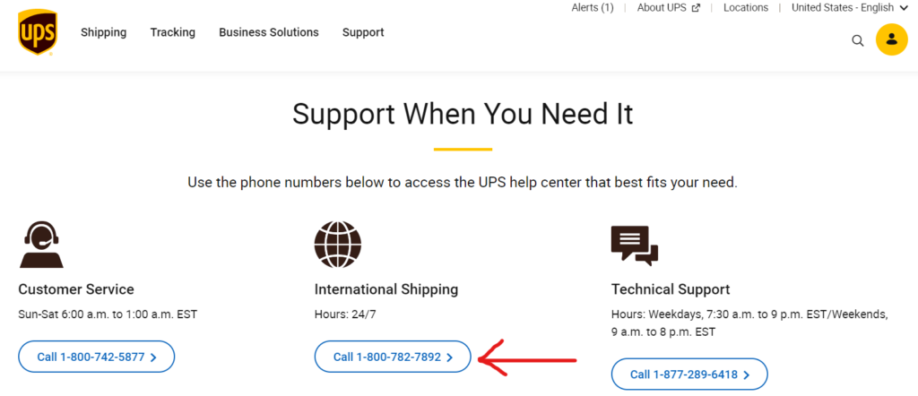 ups customer service numbers